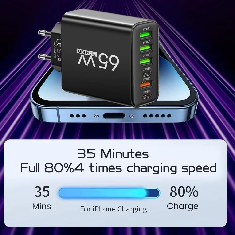 Carregador Turbo USB-C 65W Power Delivery - Super Fast Charge 